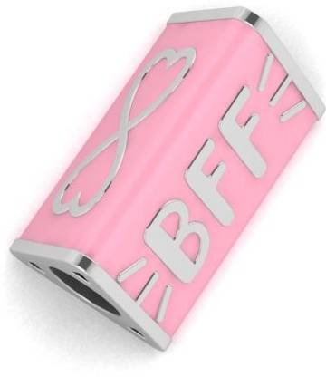 Praavy PRAAVY Sterling Silver 92.5 (925 Sterling Silver) Best Friends Forever Bead Charm in Rhodium with Cubic Zirconia diamonds. Sterling Silver Beaded Charm