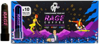 RAGE Coffee - 3.25 GMS x 10 Tube Shots Original Blend - Premium Arabica Instant Coffee