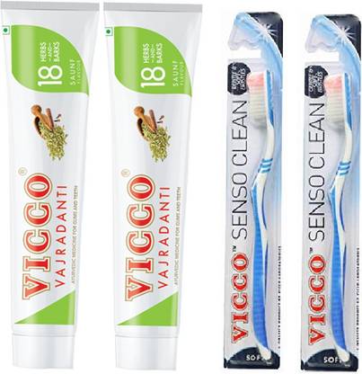 VICCO VAJRADANTI PAST IN SAUNF FLAVOUR 160G (2PC) & BRUSH (2PC)