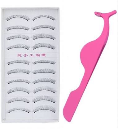 Gugzy False Eyelash + Stainless Steel False Eyelashes Extension Applicator Tool Fish Tail Clip Auxiliary Clip Tweezers Nipper Tool Combo I False Eye Lash I Eyelash Applicator I Soft Eyelashes I Eyelash Tool I Eye Makeup