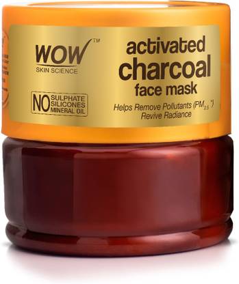 WOW SKIN SCIENCE Activated Charcoal Face Mask with PM 2.5 Anti-Pollution Shield No Parabens & Mineral Oil Wash Off Face Mask, 200mL