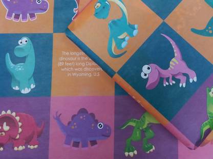 Evince  Dinosaur gift wrapping papers, cute dino facts, for kids birthday gifts, return gifts, theme parties, wrapping paper for children, envelope making and scrapbook paper (20" x 28") SCRAPBOOK, ANNIVERSARY, NEW YEAR, DIWALI, CHRISTMAS 80 GSM Gift Wrapper