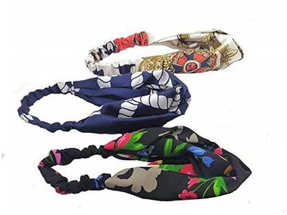 haiko TWISTED HAIRBAND (Pack of 4) / Hairband For Girls / Printed Hairbands / Elastic Hairband / Multicolor / Color May Vary Head Band