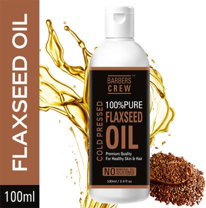Barbers Crew Premium Cold Pressed Flaxseed Oil for Skin, Hair Regrowth_ No Parabens, Sulphate, Silicones- Hair Oil