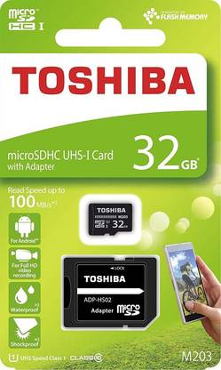 TOSHIBA M203-32 M203 32GB Class 10 MicroSDXC 100MB Memory Card with Adapter 32 GB MicroSD Card Class 10 100 MB/s  Memory Card Compatible with Mobile, Camera, Computer, Tablet