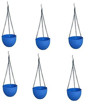 Synergy Plast Heavy Duty Plastic Hanging Flower Planter Pot Set,Plastic Gamla,t Hanging Flower Planter Pot Set Of 6 Plant Container Set