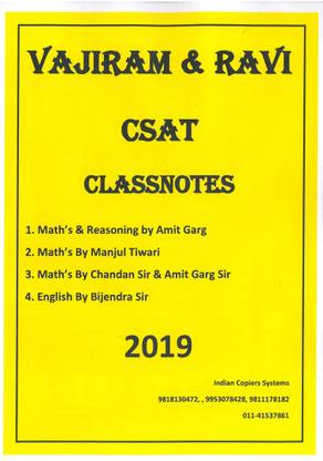 Vajiram & Ravi CSAT Class Notes 2019
