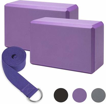keycraze Bricks and Strap Set 2 Packs Eco Friendly Non Toxic with Belt Yoga Blocks