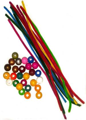 KHUSHA CREATIONS Colorful Big Plastic Beads with Pipecleaners/Fun Puzzle Game/ Number Learning/Learning objects shapes