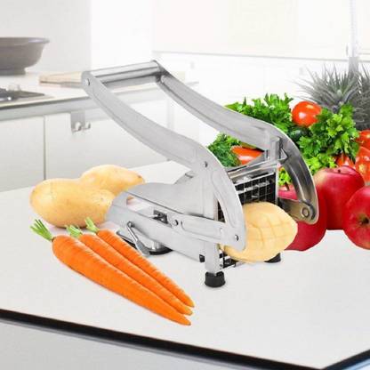 Fing Stainless Steel Home French Fries Potato Chips Strip Cutting Manual Cutter Machine Maker Slicer Chopper Dicer Vegetable Chopper Potato Chopper (1 x Potato Chipser) Vegetable & Fruit Chopper