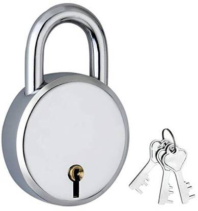 EGLOB Iron 10 Lers Plock with 3 Keys for Collapsible Gate (50 mm, Silver) Padlock