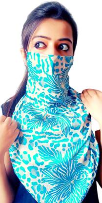 1nock Designed by 1Nock - 3 Layered Sky Blue Print Face Mask,Scarves and Wrap D-013 Cloth Mask