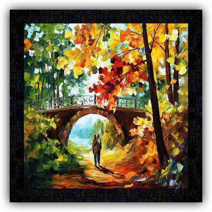Poster N Frames framed poster of Hand Painted landscape scenery-18008 Digital Reprint 14 inch x 14 inch Painting
