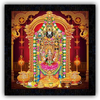 Poster N Frames framed poster of Tirupati Balaji - Lord Venkateswara 20850 Digital Reprint 14 inch x 14 inch Painting