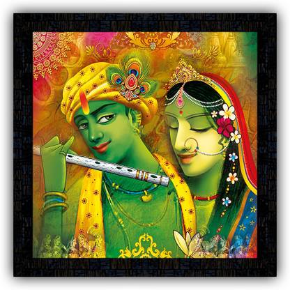 Poster N Frames framed poster of Radha Krishna-13582 Digital Reprint 14 inch x 14 inch Painting