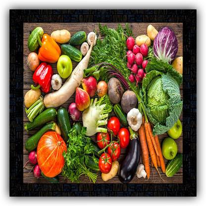 Poster N Frames framed poster of fruits and vegetable 25374 Digital Reprint 14 inch x 14 inch Painting