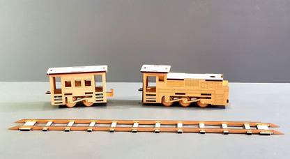 Stonkraft Train Model 3D Wooden Puzzle Train, Engine, Carriage with Platform | Complete Train Station Puzzle