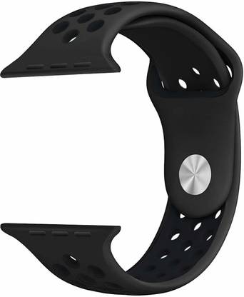 TINGTONG Soft Silicone Sport 38mm/40mm/41mm Black and Black Air Hole Smart Watch Strap