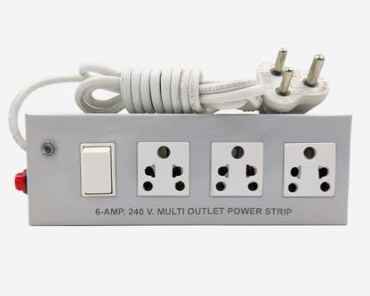 Aitchdee Glovale Extension Board 3+1 Metal Body Multi Plug Points Universal Sockets With Single Switch Strip, LED Indicator (White) 6 A Three Pin Socket I Extension Board 3  Socket Extension Boards