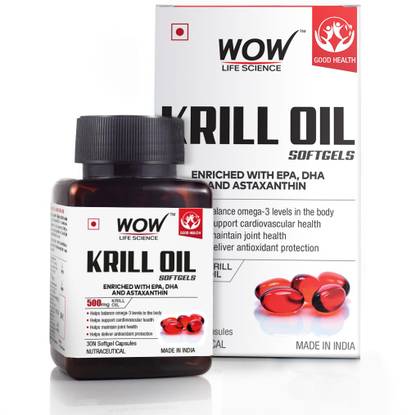 WOW Life Science Krill Oil 500mg 30 Softgels