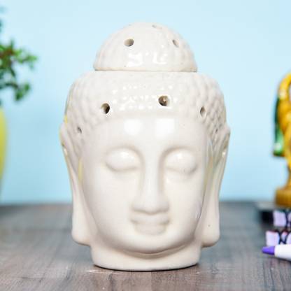 Bright Shop Floral Diffuser Set Ceramic Decorative Tealight Oil Burner, Calm Buddha Scented Oil Diffuser For Welcome Table Décor With 10ml Fragrance Oil