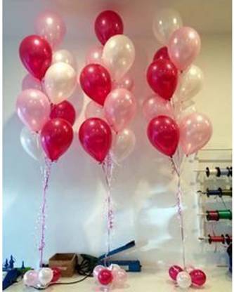Party Hub Solid Latex Metallic HD Finish Balloons, 10-inch (Pink, Red and White) - Pack of 50 Balloon