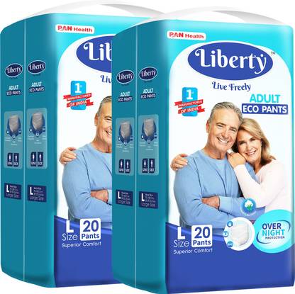 Liberty Eco Pants Unisex, Waist Size (75-140 cm | 30-55 Inches) (Pack of 2) Adult Diapers - L