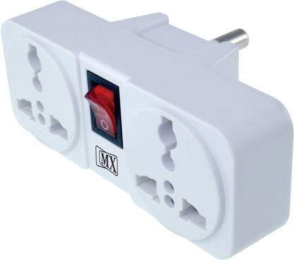 Angel Impex Mx-3866 3 PIN 2 Way Universal Socket with LED Switch Three Pin Plug