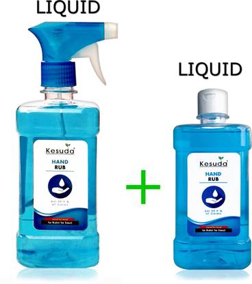 KESUDA 1 Liter LIQUID  Spray with 500ml LIQUID hand sanitizer with flipflop cap(1L+500ml) Hand Rub Bottle