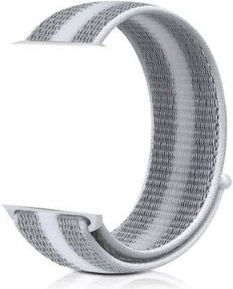 Big Wings Soft Lightweight Breathable Nylon Loop Sport Strap Band for Aple Watch Series 1 / 2 / 3 / 4 / 5 (Grey White, 42/44 mm, Nylon) Smart Watch Strap