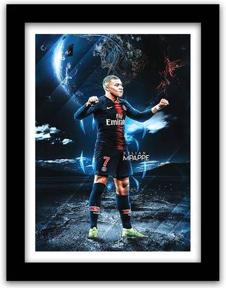 Kylian Mbappe Poster with Frame - Kylian Mbappe Framed Posters For Room Paper Print