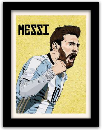 Lionel Messi Poster with Frame - Lionel Messi Framed Poster for Room and Office Paper Print