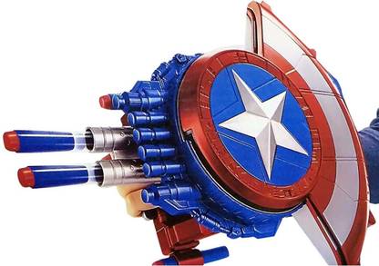 Bonkerz Avengers Captain America Shield Shooting Blaster Dart Gun with 10 Soft Foam Darts