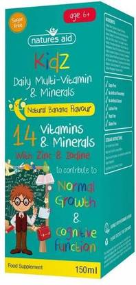 Natures Aid Kidz Daily Multi Vitamin & Minerals Banana Flavour 150ml Fruity Flavored Liquid