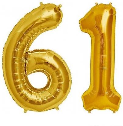 Style Mania Solid Golden Sixty One '61' Number/Digit/Numerical Foil Balloon Balloon