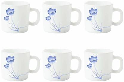 Larah by Borosil Pack of 6 Opalware Tulip Opalware Cup Set 6-Pieces