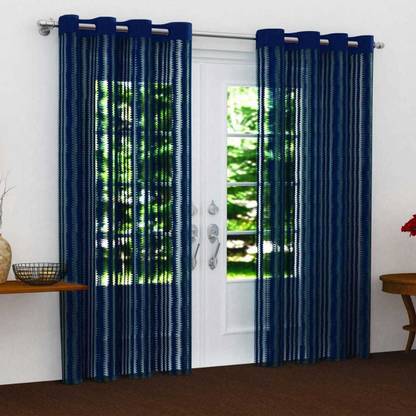 Amaze Go 275 cm (9 ft) Tissue Transparent Long Door Curtain (Pack Of 2)