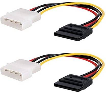 Wizzo Power Sharing Cable 0.05 m (Pack of 2 Pieces) 4 Pin Molex to SATA Power Cable Adapter for Internal Hard Disk Drive, HDD, SSD & DVD Writer