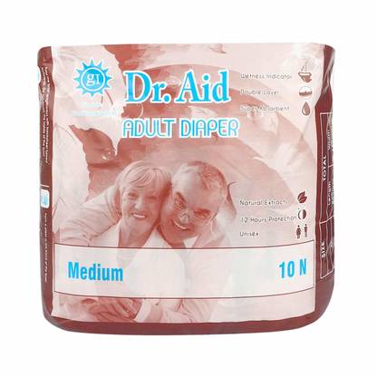 Dr.Aid Adult Diaper Wetness Indicator and Double Layer Super Absorbent 12 Hours Protection Unisex Adult Diapers - M