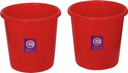 Clastik Plastic Waste Bin (Open Dust bin) 10 Litre-Red-Set of 2 Plastic Dustbin