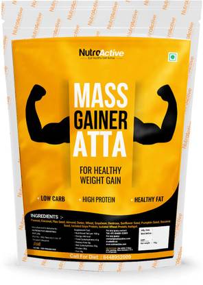 NUTROACTIVE Mass Gainer Atta High Protein Low Carb, Healthy Weight Gain- 1 kg