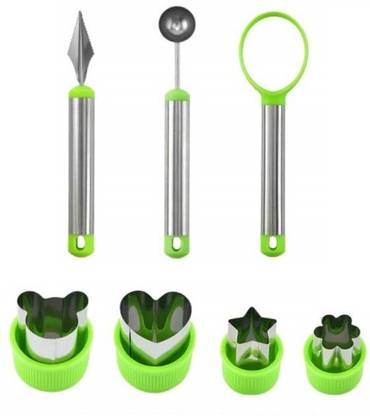 Magnusdeal DIY 7Pcs Vegetable, Fruit Cutter Shaper Scoop Mold Set, Watermelon Baller/Carving Knife/Baking/Cooking/FruitSalad/Platter/Dessert/CookieCutter/Cake/Ice Cream/Food Decoration Kitchen CraftTool Kitchen Tool Set