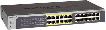 NETGEAR JGS524PE 24-Port Gigabit Rackmount PoE Smart Managed Plus Switch, 12-Port 100 W Power-Over-Ethernet, ProSAFE Lifetime Protection 24 Ports 100 Mbps Network Switch