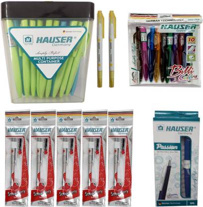 HAUSER 50 HAUSER GERMANY BILLI (DX) BALL PEN JAR + 2 HAUSER GERMANY DUAL HIGHLIGHTER + 5 HAUSER GERMANY STRAWBERRY BALL PEN + 10 HAUSER GERMANY BILLI COLOURS BALL PEN + 1 HAUSER GERMANY PASSION BALL PEN Ball Pen