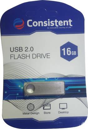 Consistent Pendrive 16GBCTFAS016 16 GB Pen Drive Compatible with Laptop, Audio Player, Desktop Computer USB 2.0 Metal Case