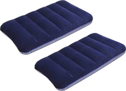DECOBELL Sleeping Velvet Soft Air Inflatable Pillow for Family Polyester Fibre Stripes Travel Pillow Pack of 2