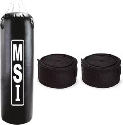 Monika Sports 3 Feet Unfilled Punching Bag With Pair of Boxing Handwrap लटकाने वाला बैग