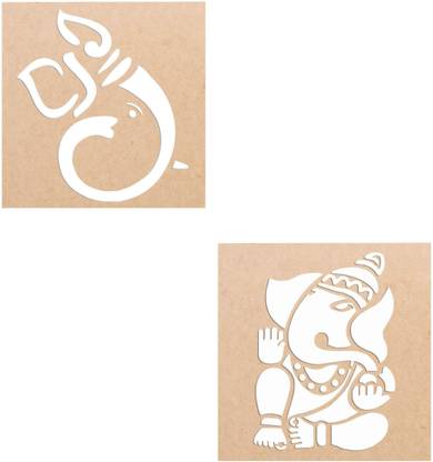 Creatick Studio Wood Ganesha Rangoli Making Stencil (Combo Pack Of 2) _ RS14 Rangoli Stencil