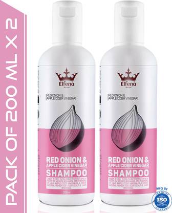 ELFENA Red Onion And Apple Cider Vinegar Shampoo for men and women for healthy hair and scalp pack of 2 (200ml X 2)