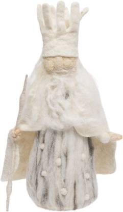 DeKulturework Wool Felt Santa Claus (White) Needle Felted Christmas Xmas Tree Decoration Decorative Showpiece - 3 cm